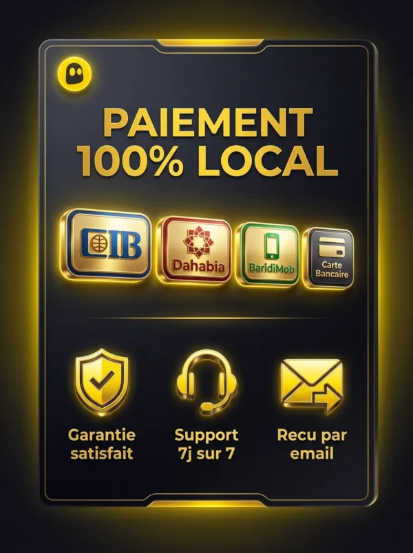 CyberGhost VPN 12 mois - BST PRO Algerie - paiement local CIB Dahabia BaridiMob