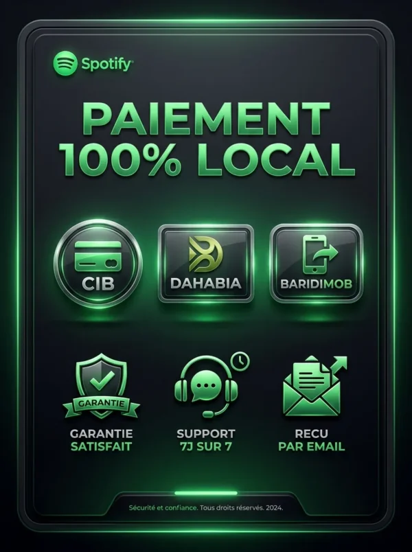 Spotify Premium 12 mois - BST PRO Algerie - paiement local CIB Dahabia BaridiMob