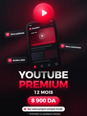 Abonnement YouTube Premium en Algérie 12 mois à 8 900 DA – BST PRO Abonnement YouTube Premium en Algérie 12 mois à 8 900 DA – BST PRO