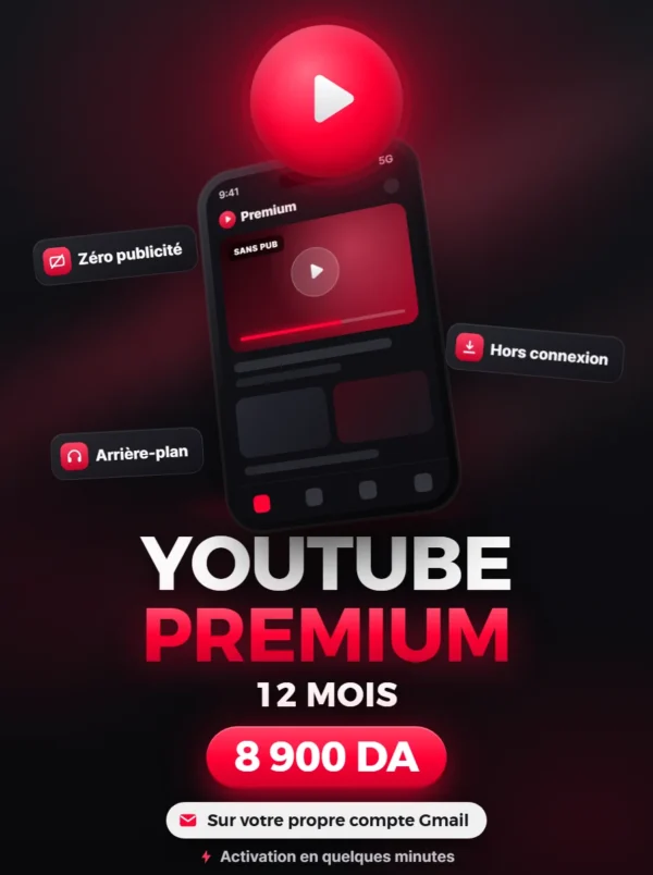 Abonnement YouTube Premium en Algérie 12 mois à 8 900 DA – BST PRO