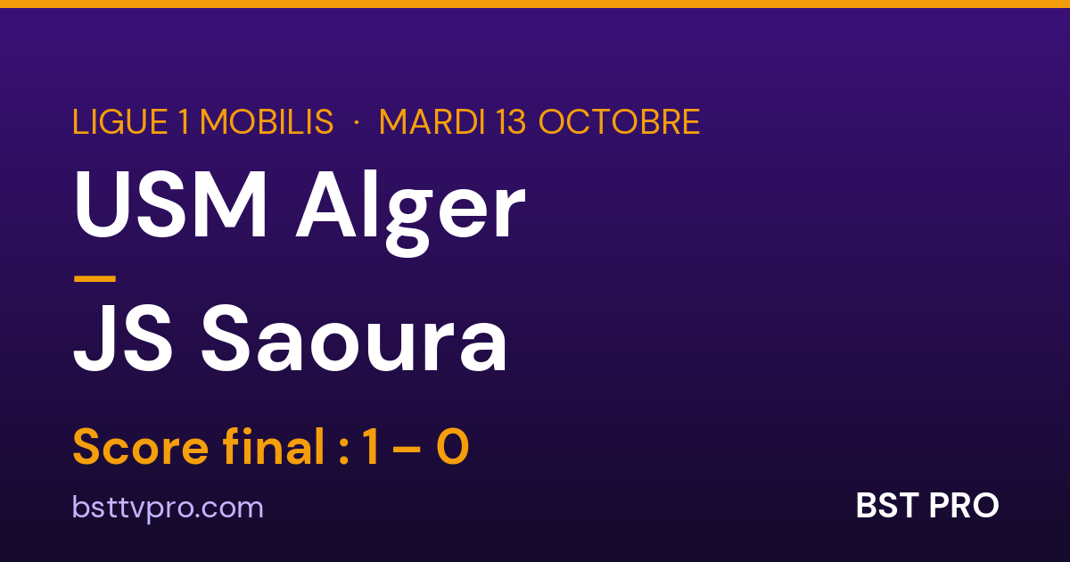 USM Alger 1 – 0 JS Saoura : le résultat du match | BST PRO